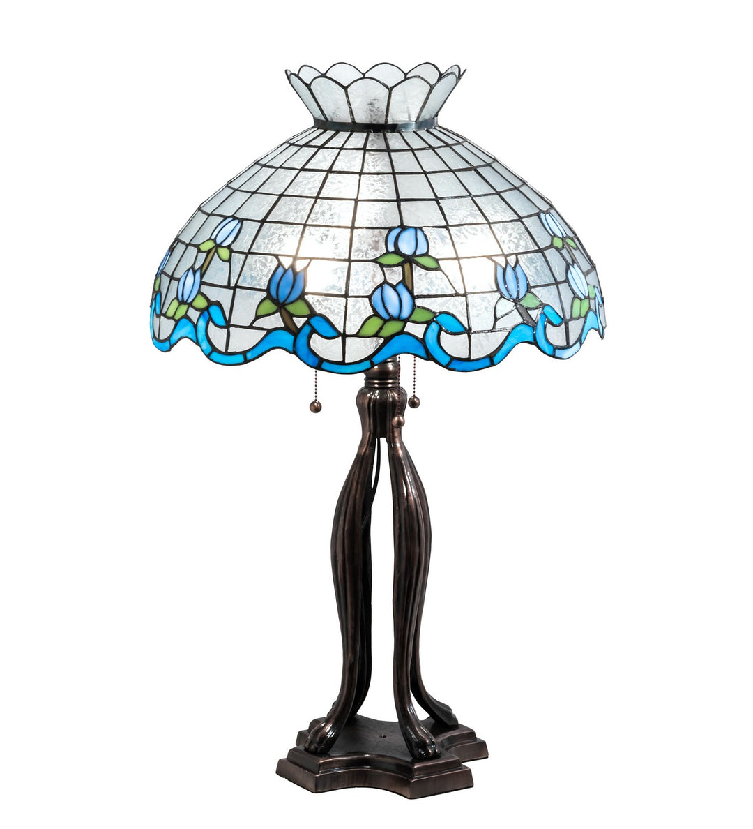 Meyda Tiffany Lighting 140466 Roseborder Three Light Table Lamp Lamp Bronze / Dark