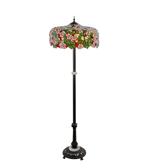 Meyda Tiffany Lighting 148875 Tiffany Cherry Blossom Three Light Floor Lamp Lamp Bronze / Dark