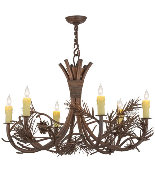 Meyda Tiffany Woodland Pine 152840 Chandelier Light - Wrought Iron,Mahogany Bronze