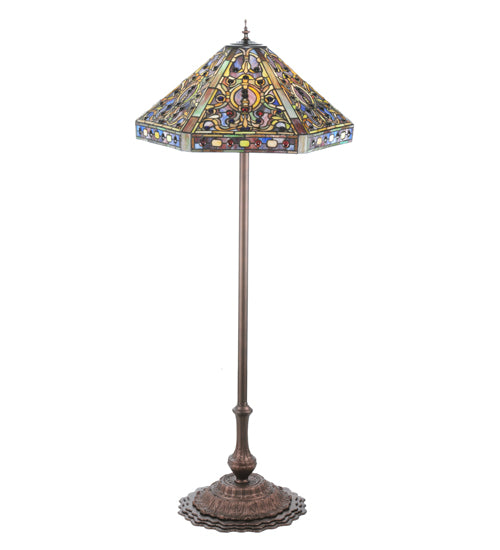 Meyda Tiffany Lighting 107863 Tiffany Elizabethan Three Light Floor Lamp Lamp Bronze / Dark