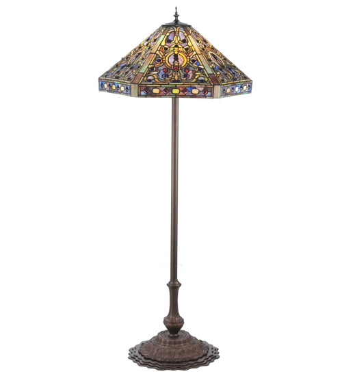 Meyda Tiffany Lighting 107863 Tiffany Elizabethan Three Light Floor Lamp Lamp Bronze / Dark