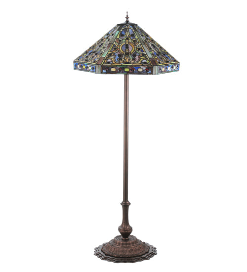 Meyda Tiffany Lighting 107863 Tiffany Elizabethan Three Light Floor Lamp Lamp Bronze / Dark