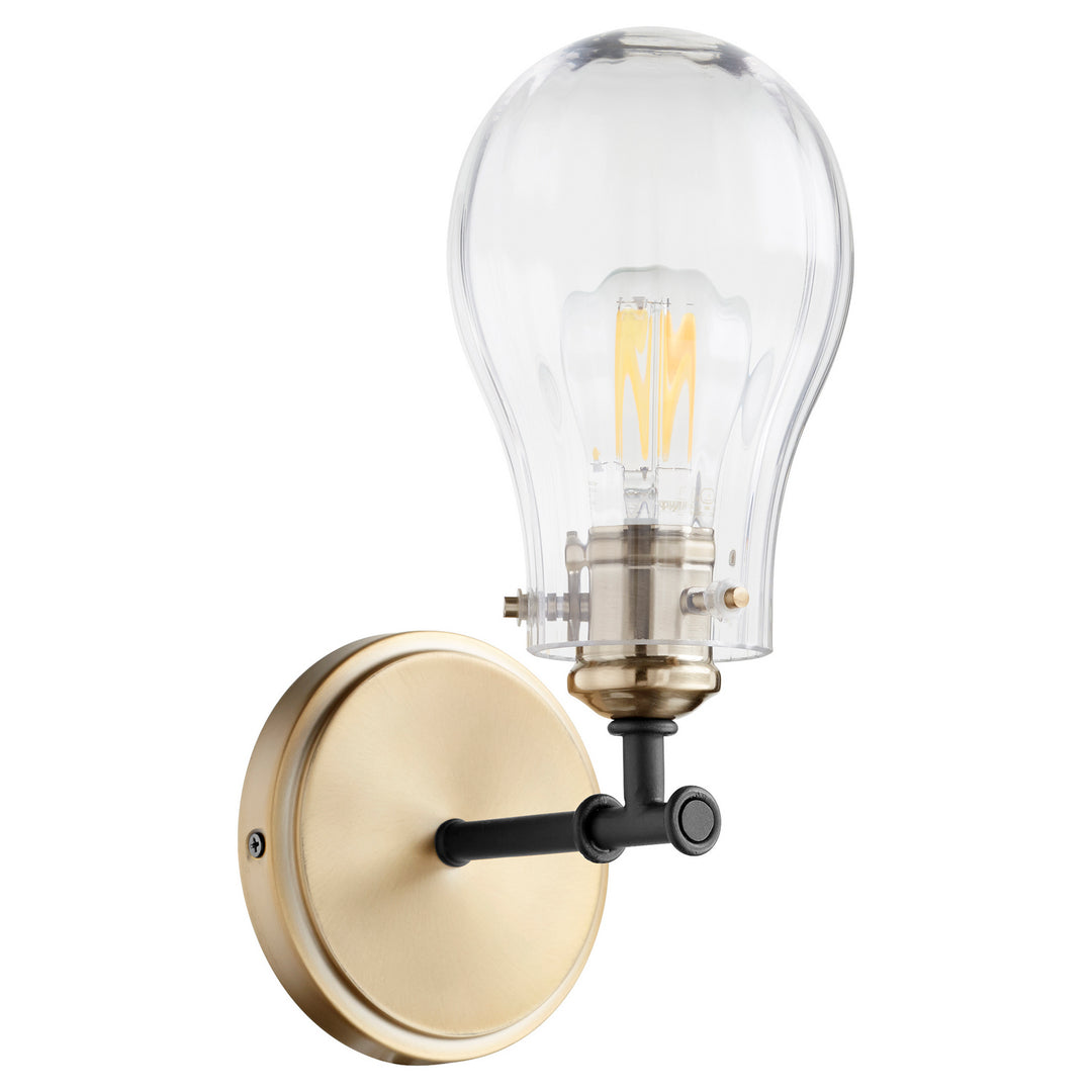 Quorum 511 Series 511-1-69 Wall Sconce Light - Textured Black W/ Aged Brass