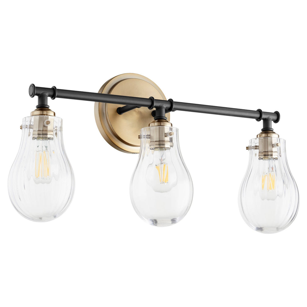 Quorum 511 Series 511-3-69 Bath Vanity Light 23 in. wide - Textured Black W/ Aged Brass