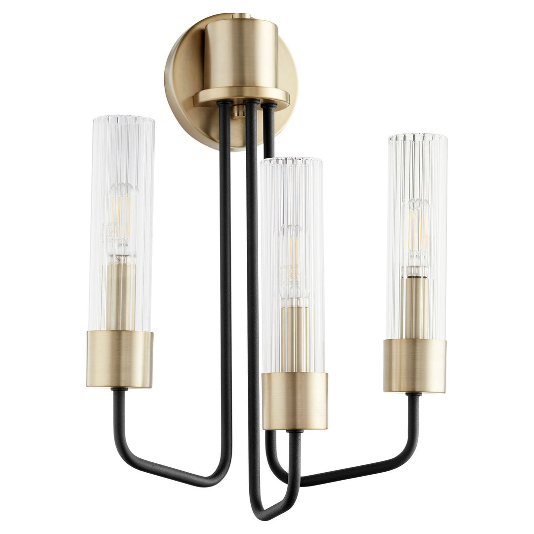 Quorum Helix 595-3-6980 Wall Sconce Light - Textured Black W/ Aged Brass