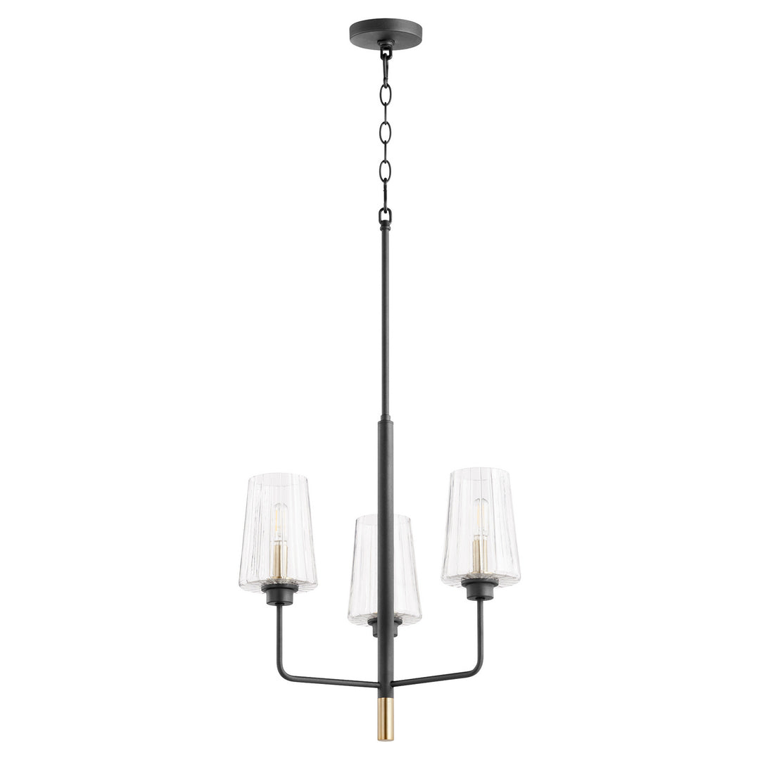 Quorum Dalia 625-3-6980 Chandelier Light - Textured Black W/ Aged Brass