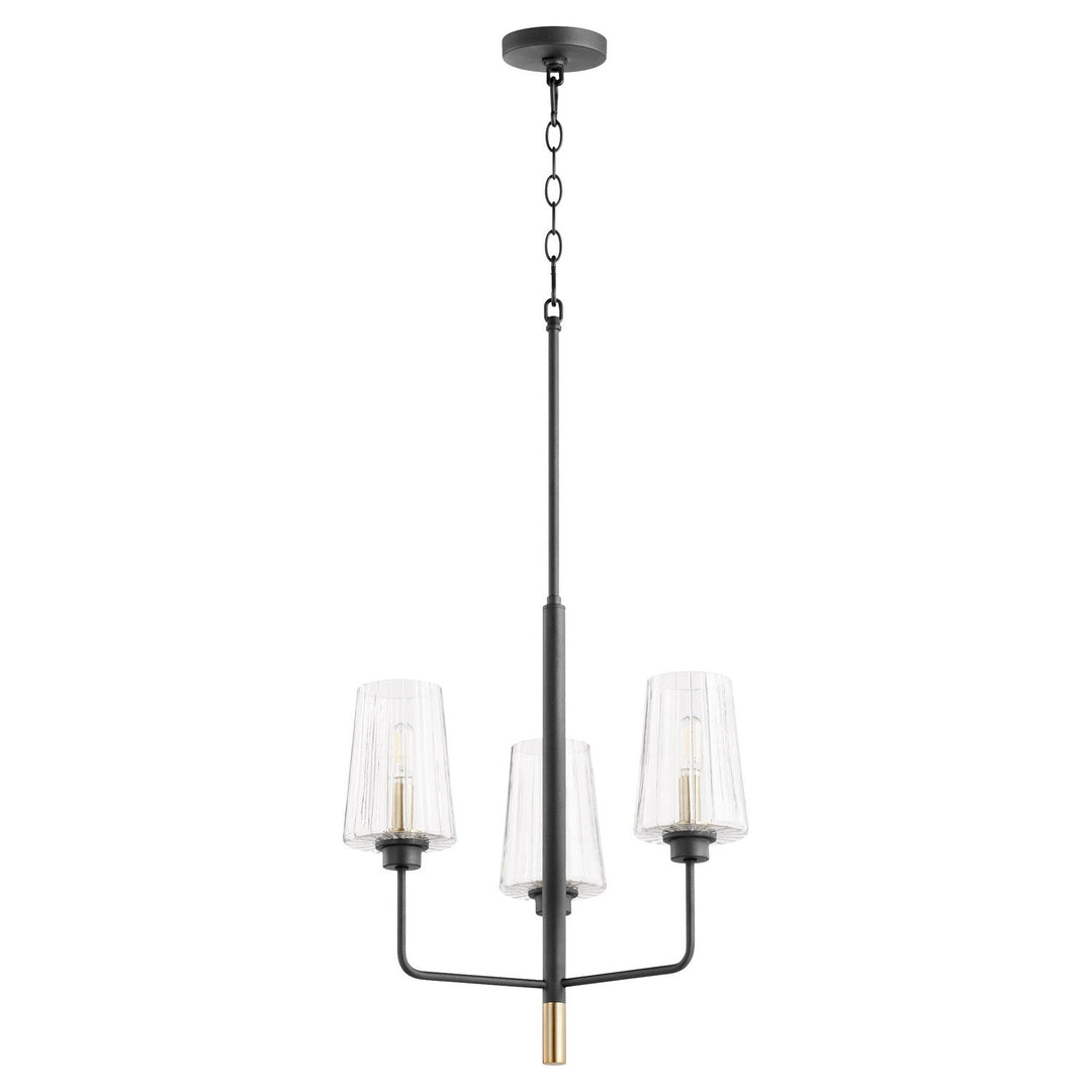 Quorum Dalia 625-3-6980 Chandelier Light - Textured Black W/ Aged Brass
