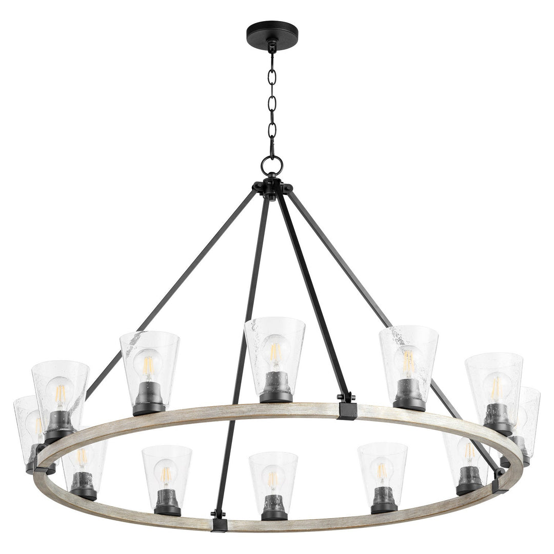 Quorum Paxton 63-12-6941 Chandelier Light - Textured Black W/ Weathered Oak Finish