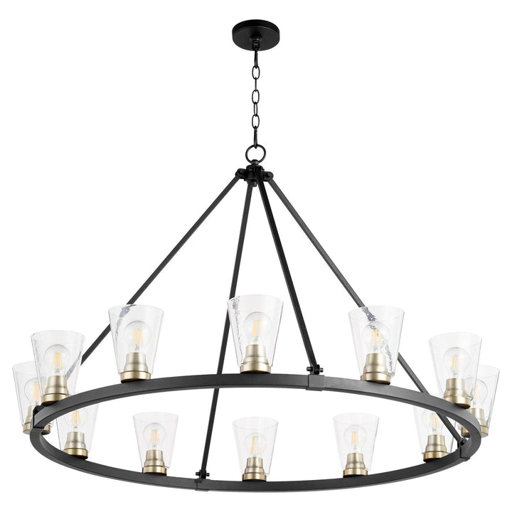 Quorum Paxton 63-12-6980 Chandelier Light - Textured Black W/ Aged Brass
