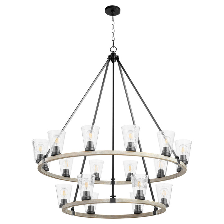 Quorum Paxton 63-18-6941 Chandelier Light - Textured Black W/ Weathered Oak Finish