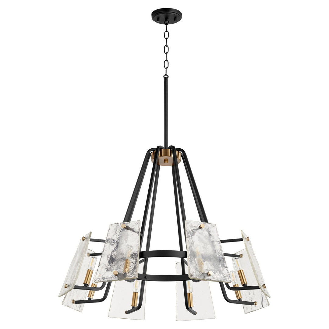 Quorum Tioga 637-8-69 Chandelier Light - Textured Black W/ Aged Brass