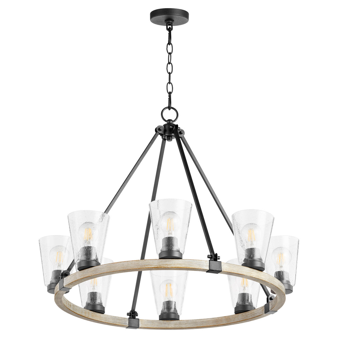 Quorum Paxton 63-8-6941 Chandelier Light - Textured Black W/ Weathered Oak Finish