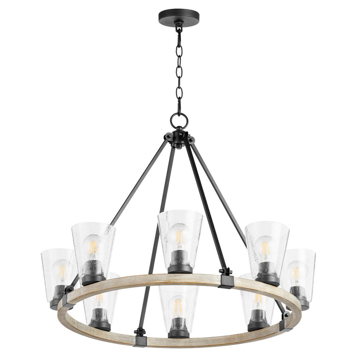 Quorum Paxton 63-8-6941 Chandelier Light - Textured Black W/ Weathered Oak Finish