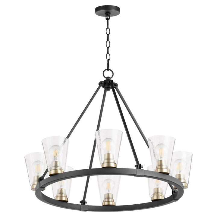 Quorum Paxton 63-8-6980 Chandelier Light - Textured Black W/ Aged Brass