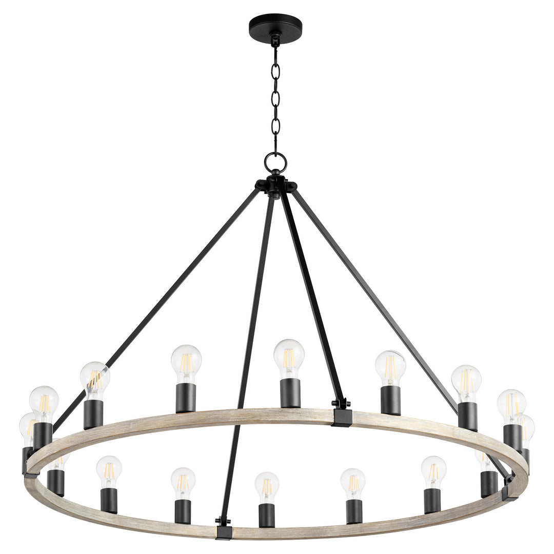 Quorum Paxton 64-16-6941 Chandelier Light - Textured Black W/ Weathered Oak Finish