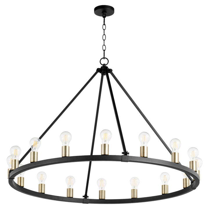 Quorum Paxton 64-16-6980 Chandelier Light - Textured Black W/ Aged Brass