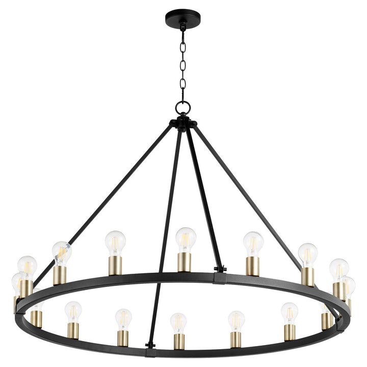 Quorum Paxton 64-16-6980 Chandelier Light - Textured Black W/ Aged Brass