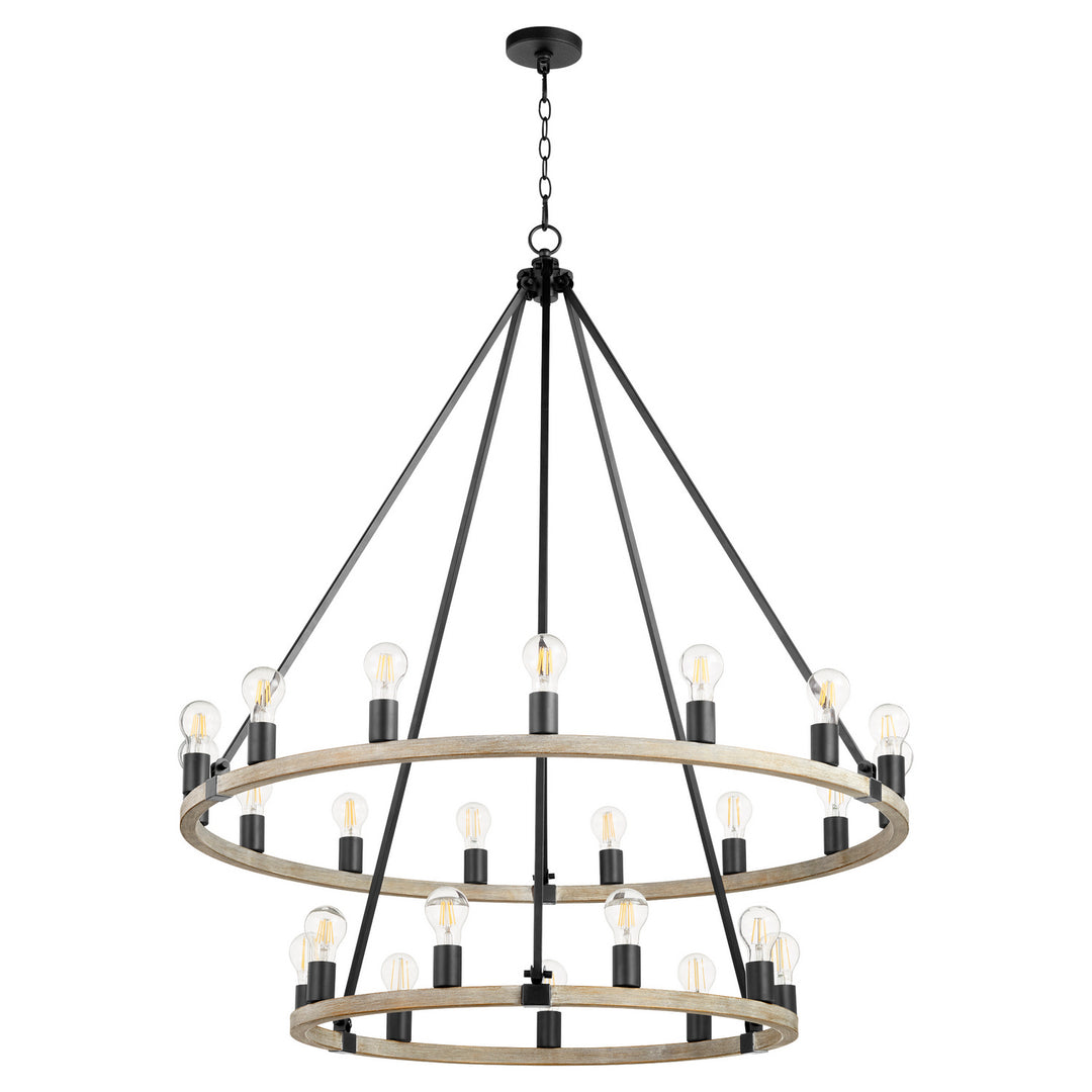 Quorum Paxton 64-24-6941 Chandelier Light - Textured Black W/ Weathered Oak Finish