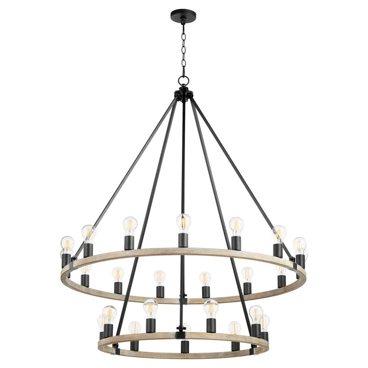 Quorum Paxton 64-24-6941 Chandelier Light - Textured Black W/ Weathered Oak Finish
