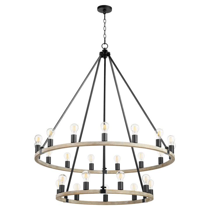 Quorum Paxton 64-24-6941 Chandelier Light - Textured Black W/ Weathered Oak Finish