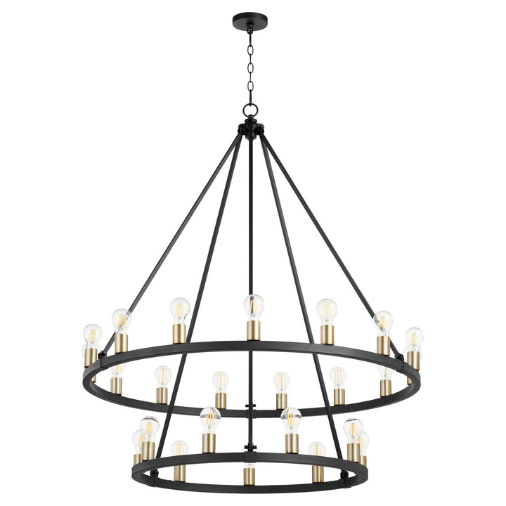 Quorum Paxton 64-24-6980 Chandelier Light - Textured Black W/ Aged Brass