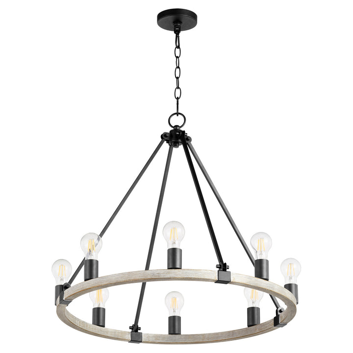 Quorum Paxton 64-8-6941 Chandelier Light - Textured Black W/ Weathered Oak Finish