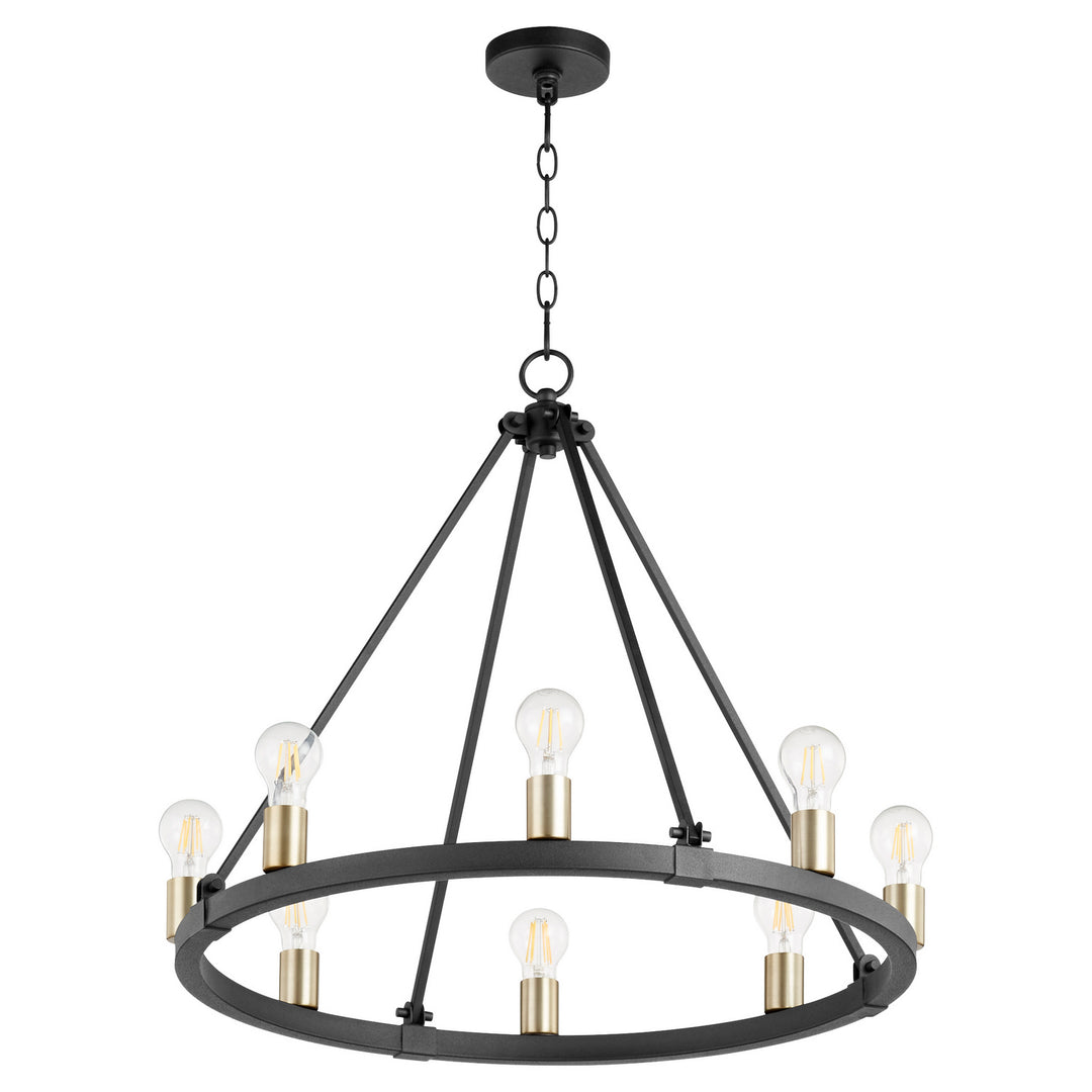 Quorum Paxton 64-8-6980 Chandelier Light - Textured Black W/ Aged Brass