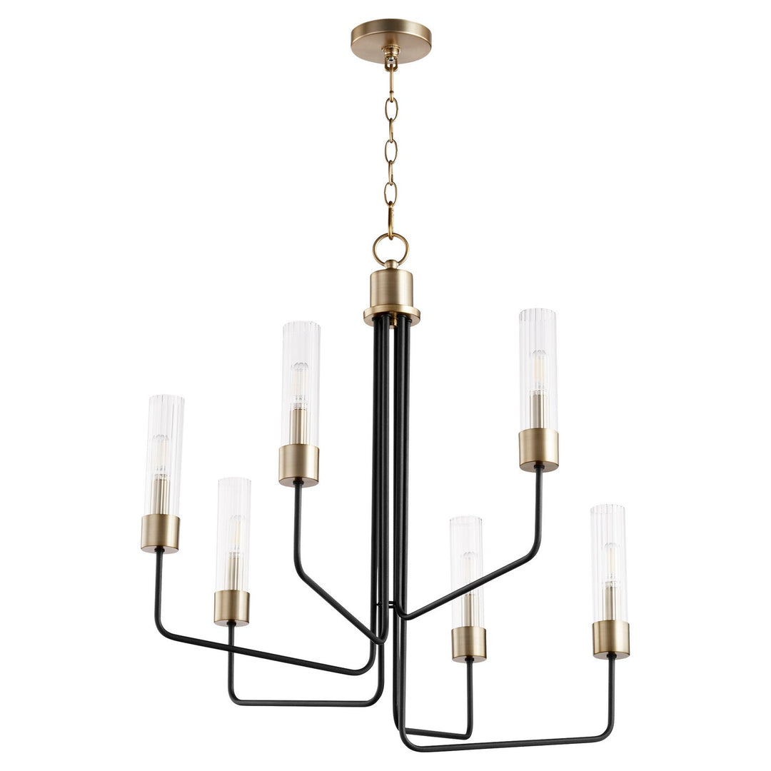 Quorum Helix 695-6-6980 Chandelier Light - Textured Black W/ Aged Brass