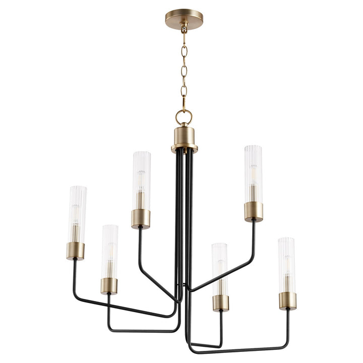 Quorum Helix 695-6-6980 Chandelier Light - Textured Black W/ Aged Brass