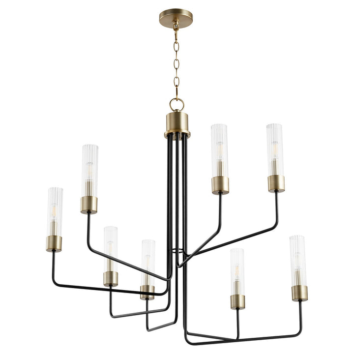 Quorum Helix 695-8-6980 Chandelier Light - Textured Black W/ Aged Brass