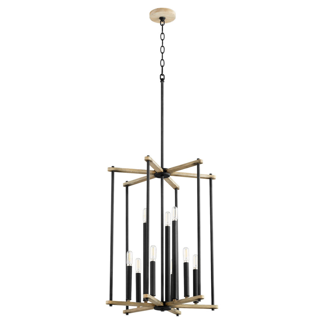 Quorum Silva 8134-9-69 Pendant Light - Textured Black W/ Weathered Oak Finish