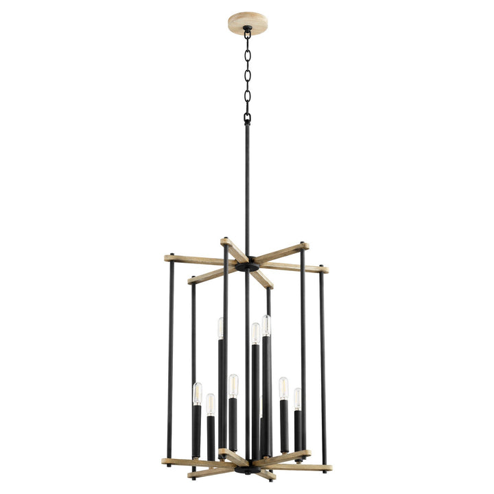 Quorum Silva 8134-9-69 Pendant Light - Textured Black W/ Weathered Oak Finish