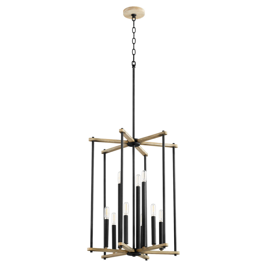 Quorum Silva 8134-9-69 Pendant Light - Textured Black W/ Weathered Oak Finish