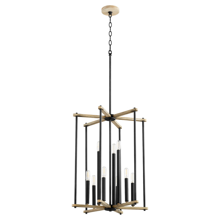 Quorum Silva 8134-9-69 Pendant Light - Textured Black W/ Weathered Oak Finish