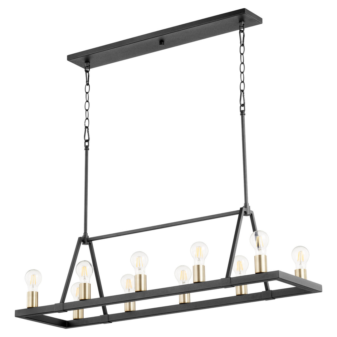 Quorum Paxton 84-10-6980 Pendant Light - Textured Black W/ Aged Brass