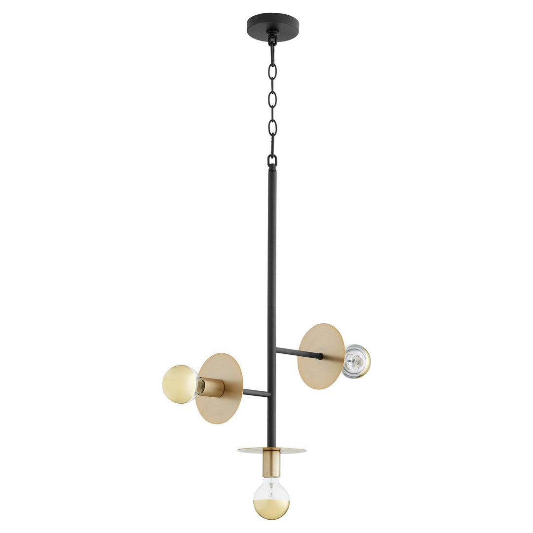 Quorum Voyager 843-3-6980 Pendant Light - Noir W/ Aged Brass