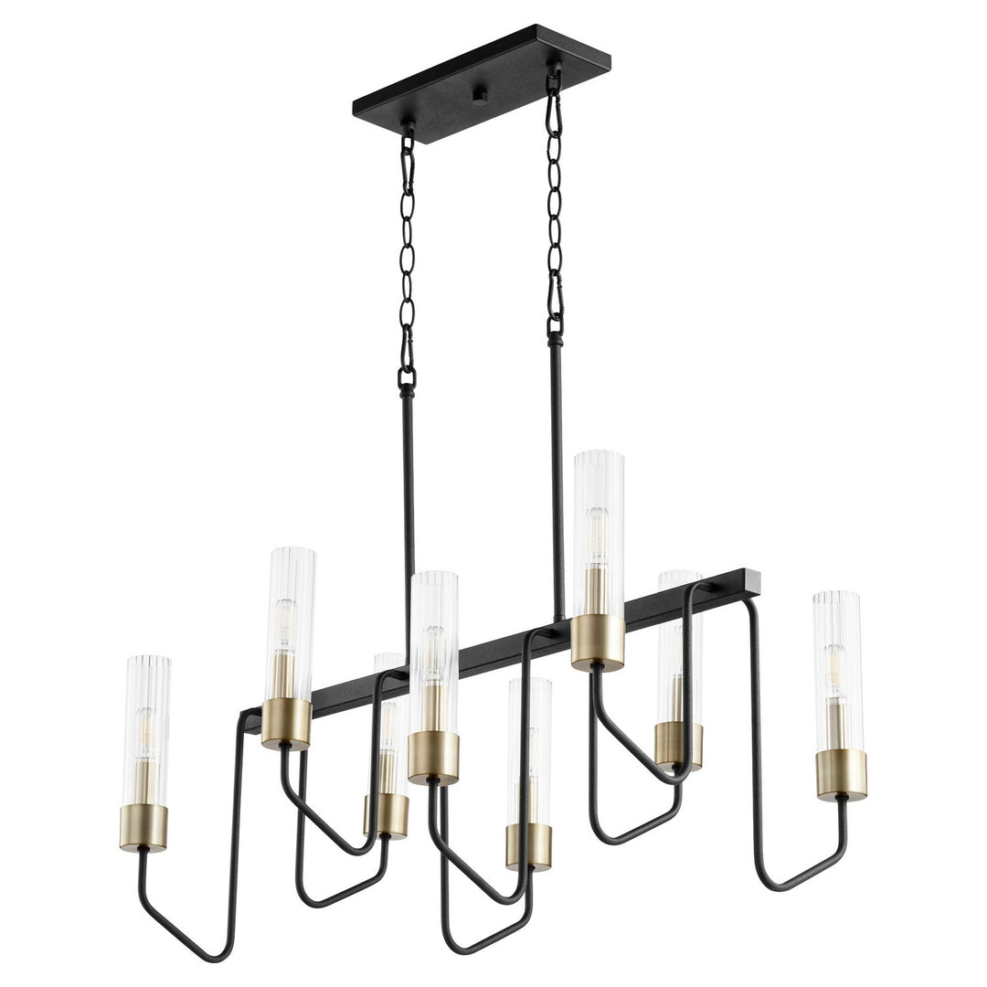 Quorum Helix 895-8-6980 Pendant Light - Textured Black W/ Aged Brass,  Matte Black/Matte Black/