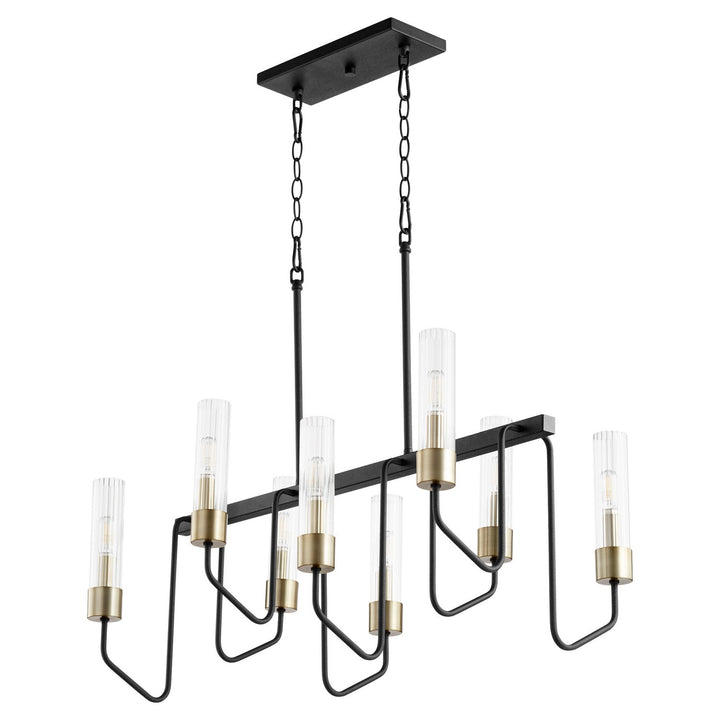 Quorum Helix 895-8-6980 Pendant Light - Textured Black W/ Aged Brass,  Matte Black/Matte Black/