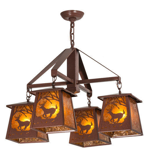 Meyda Tiffany Deer At Dawn 164573 Chandelier Light - Rust