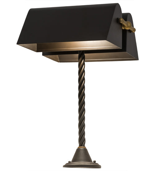 Meyda Tiffany Lighting 165093 Belmont Two Light Banker's Lamp Lamp Bronze / Dark