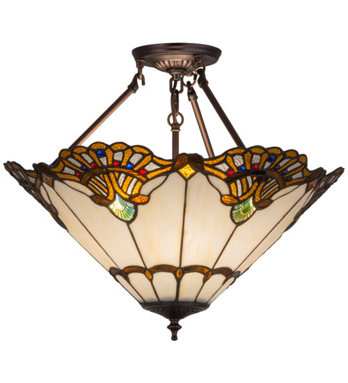 Meyda Tiffany Shell With Jewels 167056 Ceiling Light - Custom,Mahogany Bronze