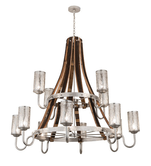 Meyda Tiffany Barrel Stave 187994 Chandelier Light - Nickel,Natural Wood