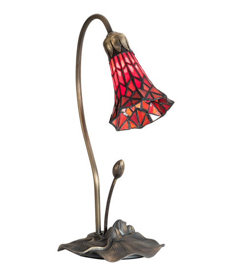 Meyda Tiffany Lighting 188683 Stained Glass Pond Lily One Light Accent Lamp Lamp Bronze / Dark