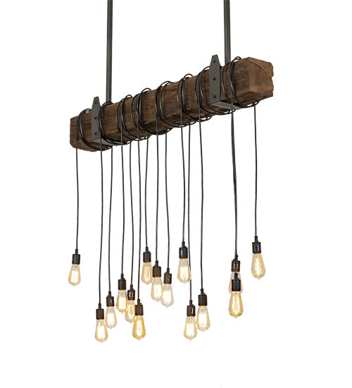 Meyda Tiffany Wood Beam 198209 Pendant Light - Natural Wood, Wrought Iron