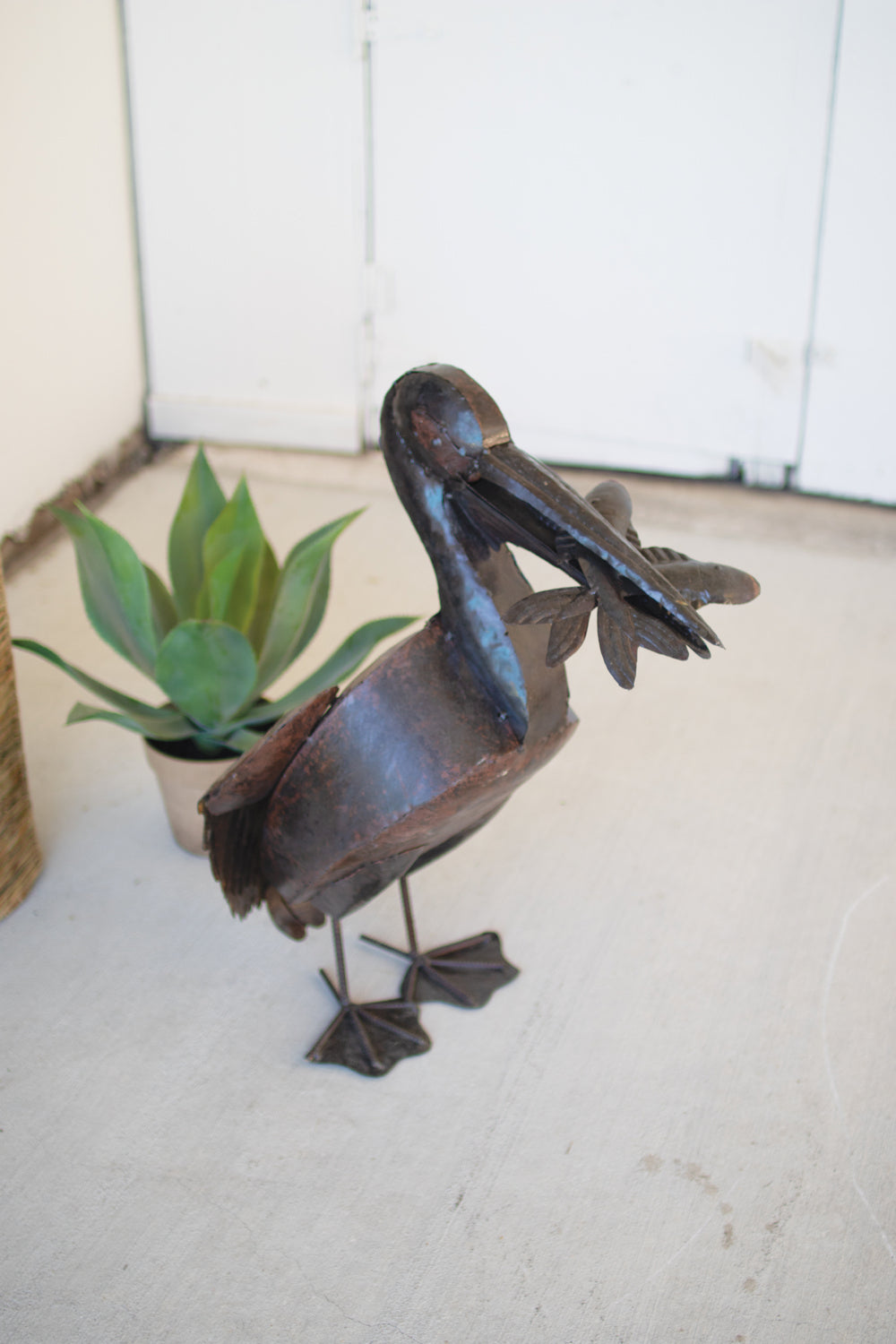Kalalou Lighting A6143  Recyled Pelican With Fish Home Decor Bronze / Dark