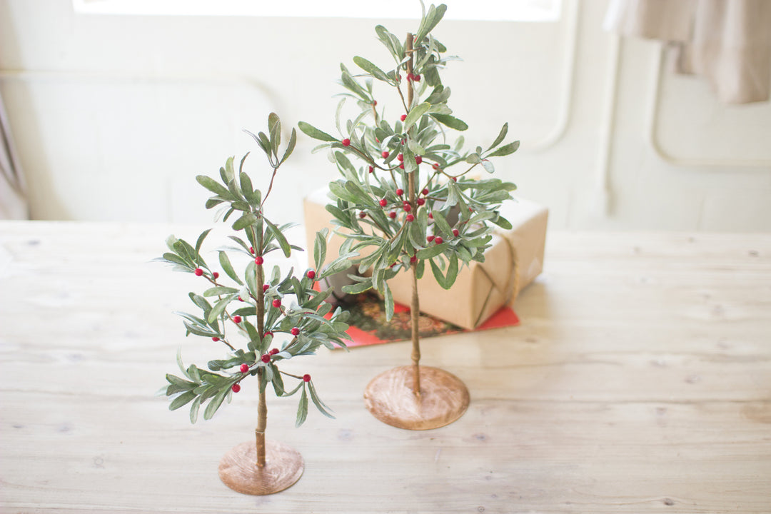 Kalalou Lighting CGL4031  Set Of Two Artificial Mistletoe Trees Home Decor Bronze / Dark