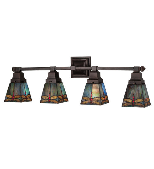 Meyda Tiffany Prairie Dragonfly 214031 Bath Vanity Light 37 in. wide - Mahogany Bronze