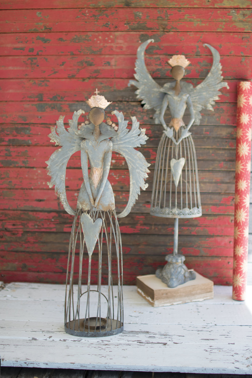 Kalalou Lighting CHE1280  Set Of Two Christmas Angels Home Decor Bronze / Dark