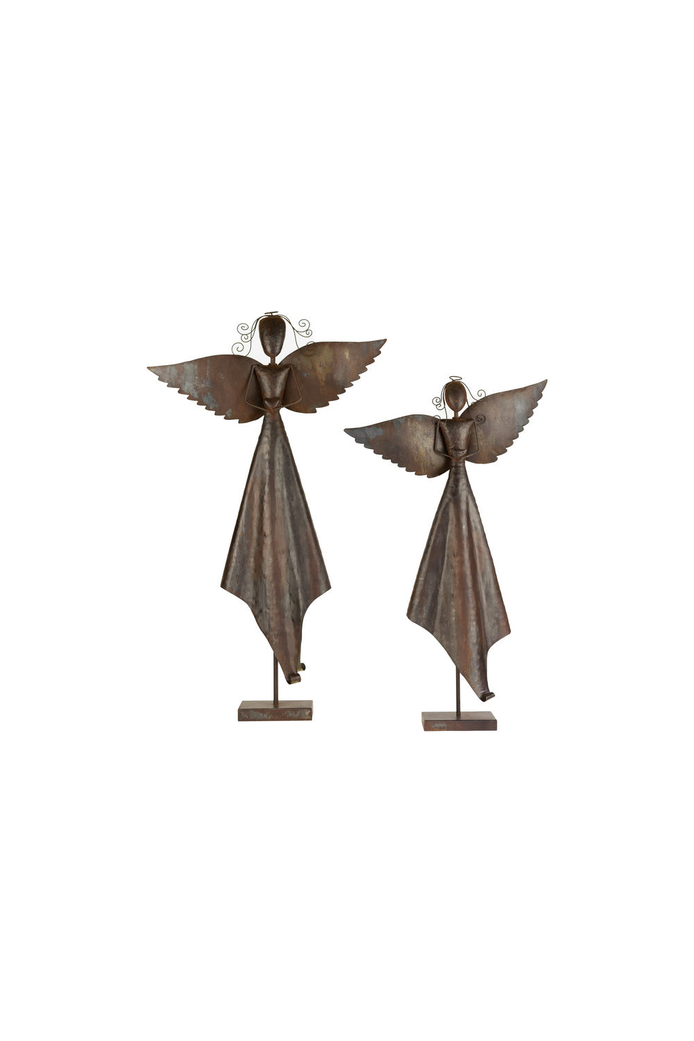 Kalalou Lighting CHE1345  Set Of Two Christmas Angels Home Decor Bronze / Dark