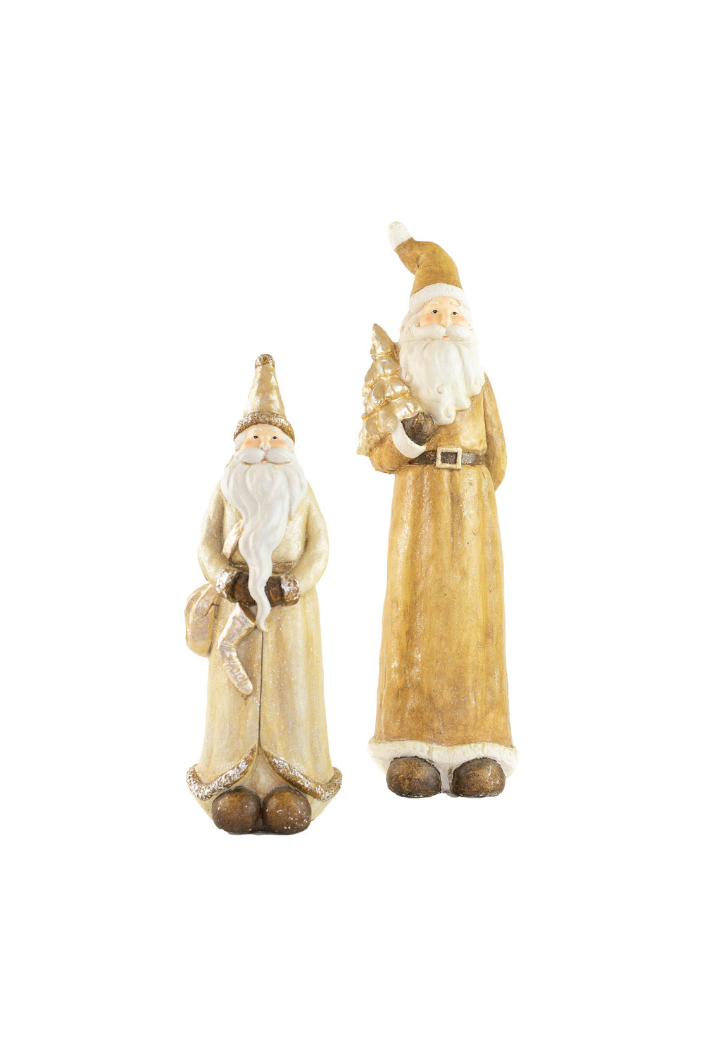 Kalalou Lighting CHE1346  Set Of Two Resin Santas Home Decor Bronze / Dark